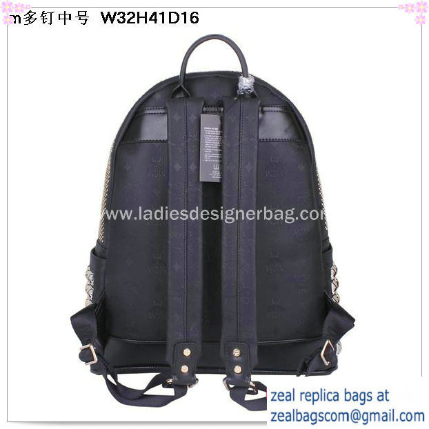 High Quality Replica MCM Medium Stark Front Studs Backpack MC4237 Black